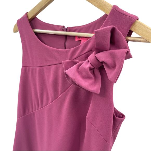 Betsey Johnson Mauve Pink Scuba Crepe Midi Dress with Shoulder Bow Dress Size 8 - Picture 6 of 14